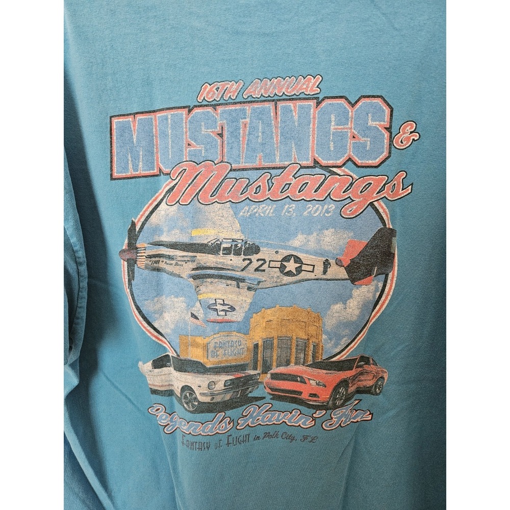 Vintage 16th Annual Mustangs & Mustangs April 13, 2013 Blue T-Shirt, Size LG